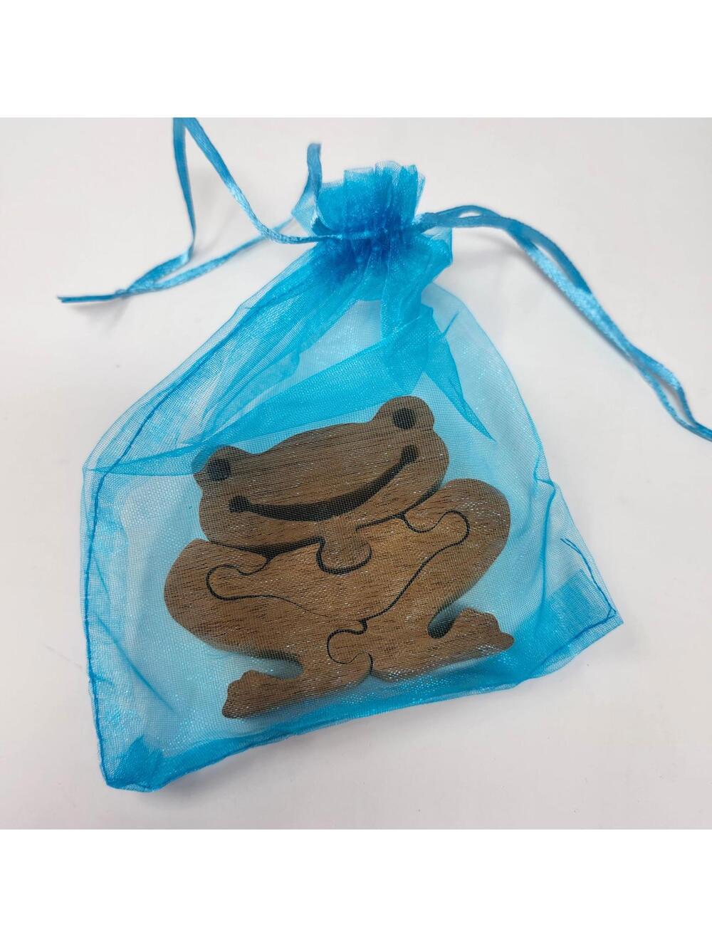 Wooden Frog Puzzle Toy Brain Teaser 3D Interlocking Jigsaw Game